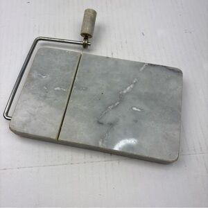 Marble Cheese Board Slicer Wire Cutter Charcuterie Gray Swirl Vintage Party